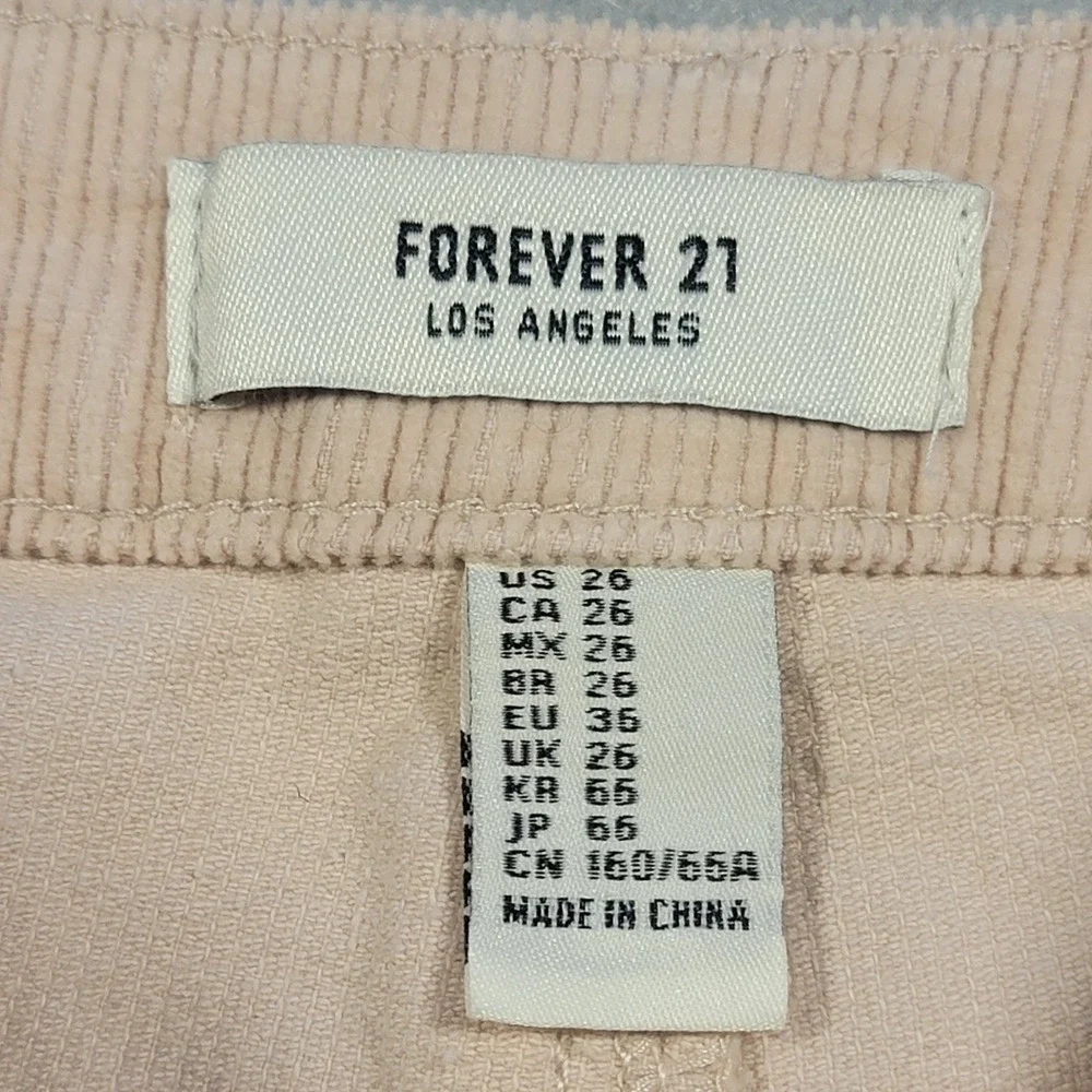 Forever 21 Corduroy Shorts Beige High‎ Rise Cutoff Casual Roll Hem Women's 26 XS